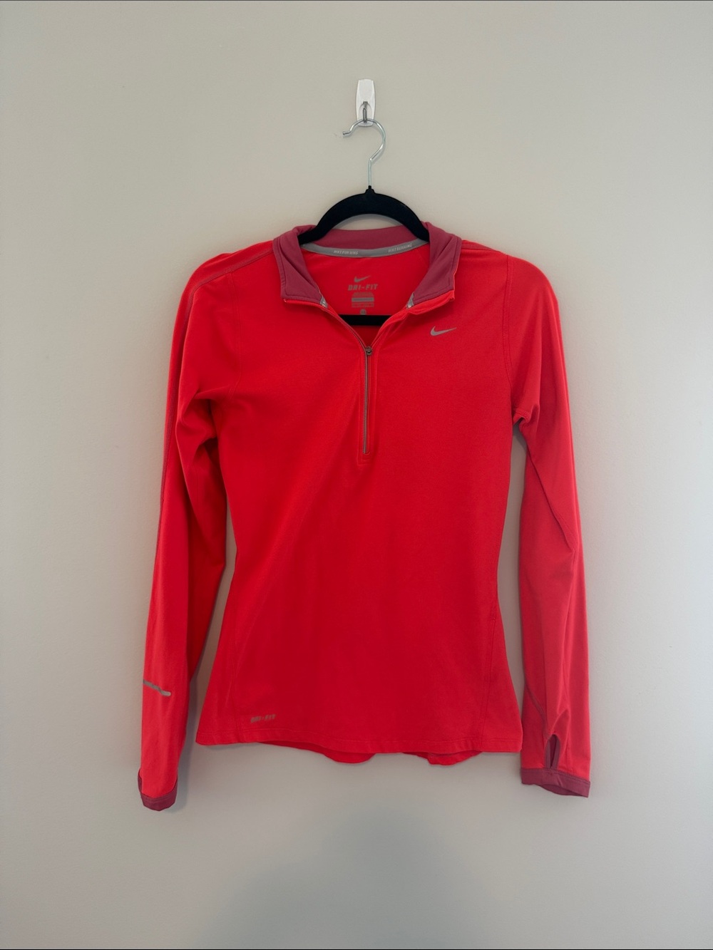 Nike Women’s Orange/Red Long-Sleeve Half-Zip Training Top